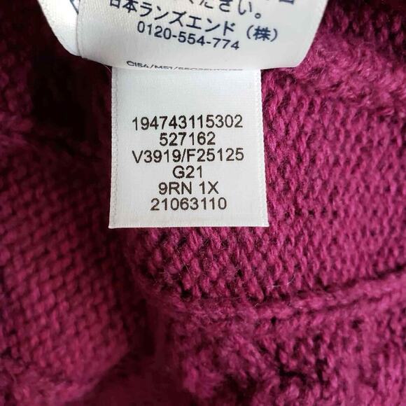 Lands End Sweater Women’s Plus Size 1X Magenta Purple Pullover Cable Knit Cotton - Picture 7 of 9